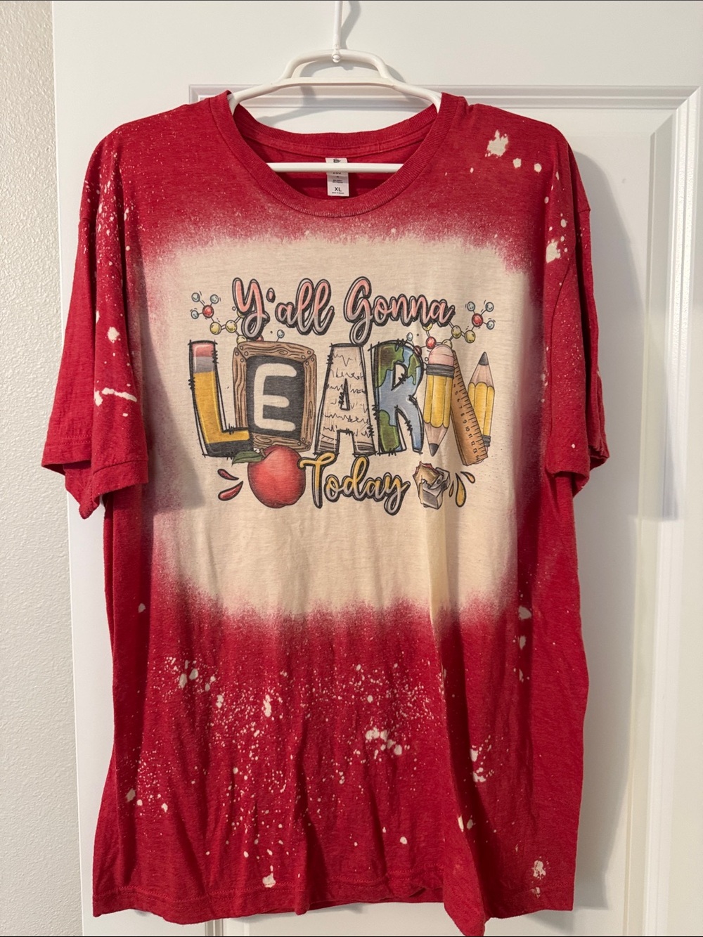 Tultex Red and Cream 'Y'all Gonna Learn Today' Graphic Tee
